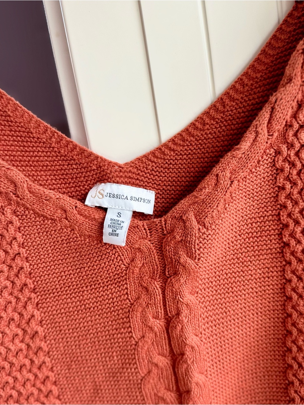 Jessica Simpson Cable Knit Ruffle Cropped Sweater Tank Rust Small S - Picture 6 of 8